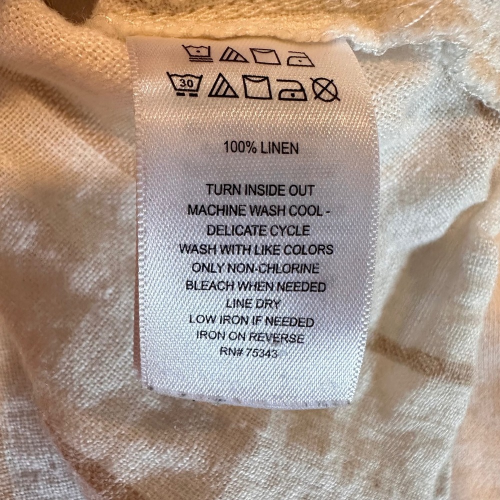 Sigrid Olsen Button Up Women White Striped Linen Roll Tab Sleeve Shirt Size M - Picture 6 of 7